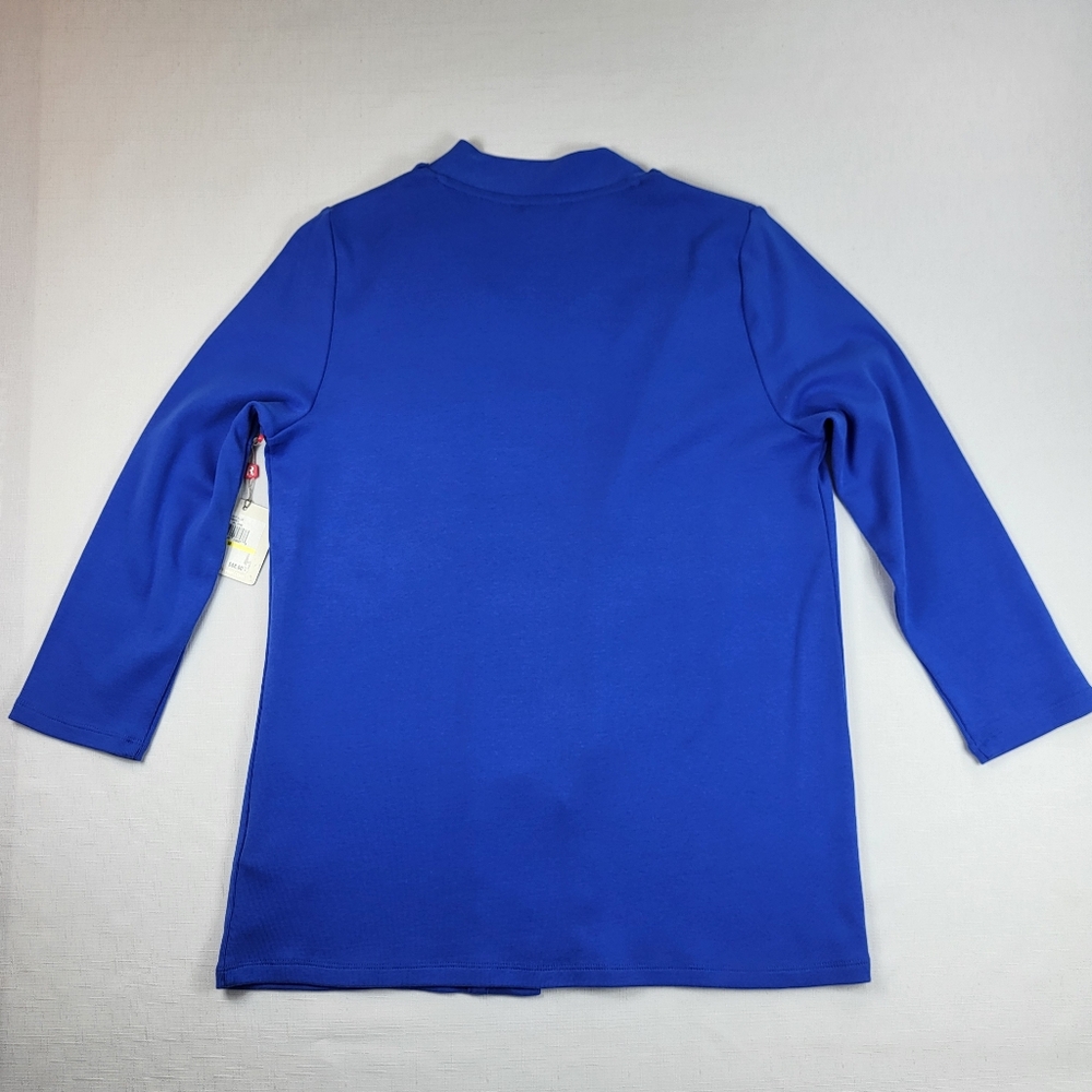 Rafaella Bright Blue OPEN CARDIGAN Womens Size M Studded Cotton 3/4 Sleeve NWT - Picture 13 of 15